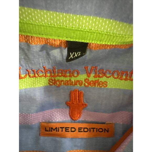 Luchiano Visconti Men’s XXL 100% Cotton Button Shirt Limited Edition Blue Purple - Picture 3 of 8